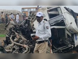 बेकाबू रफ्तार का कहर! महाराष्ट्र में तेज रफ्तार ट्रॉला ने ट्रक को मारी टक्कर, दो घायल