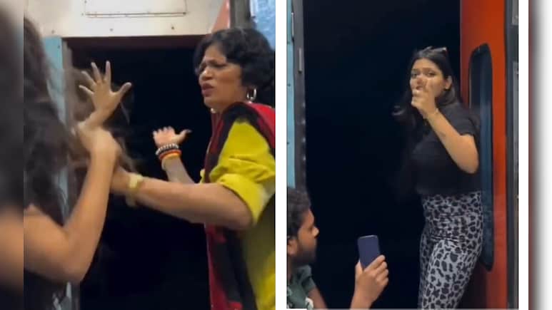ट्रेन के दरवाजे पर लटक कर रील बना रही थी लड़की, अचानक पहुंची मां और दे दनादन