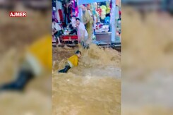 Man Swept Away In Floodwater In Rajasthan, Rescued By Hotel Staff Man Swept Away In Floodwater In Rajasthan, Rescued By Hotel Staff