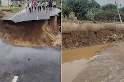 Newly Built Road Washed Away Before Inauguration In Rajasthan Newly Built Road Washed Away Before Inauguration In Rajasthan
