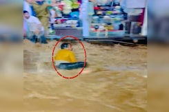 Video: Man Swept Away In Floodwater In Rajasthan, Rescued By Hotel Staff Video: Man Swept Away In Floodwater In Rajasthan, Rescued By Hotel Staff