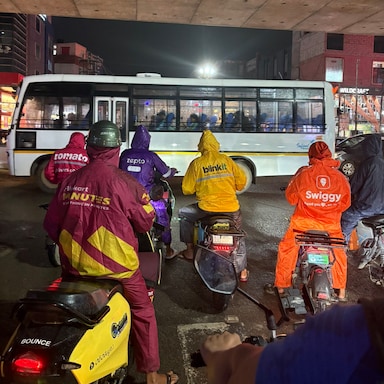 Viral Photo Of Delivery Riders At Bengaluru Signal Sparks Comparison To Avengers And Power Rangers