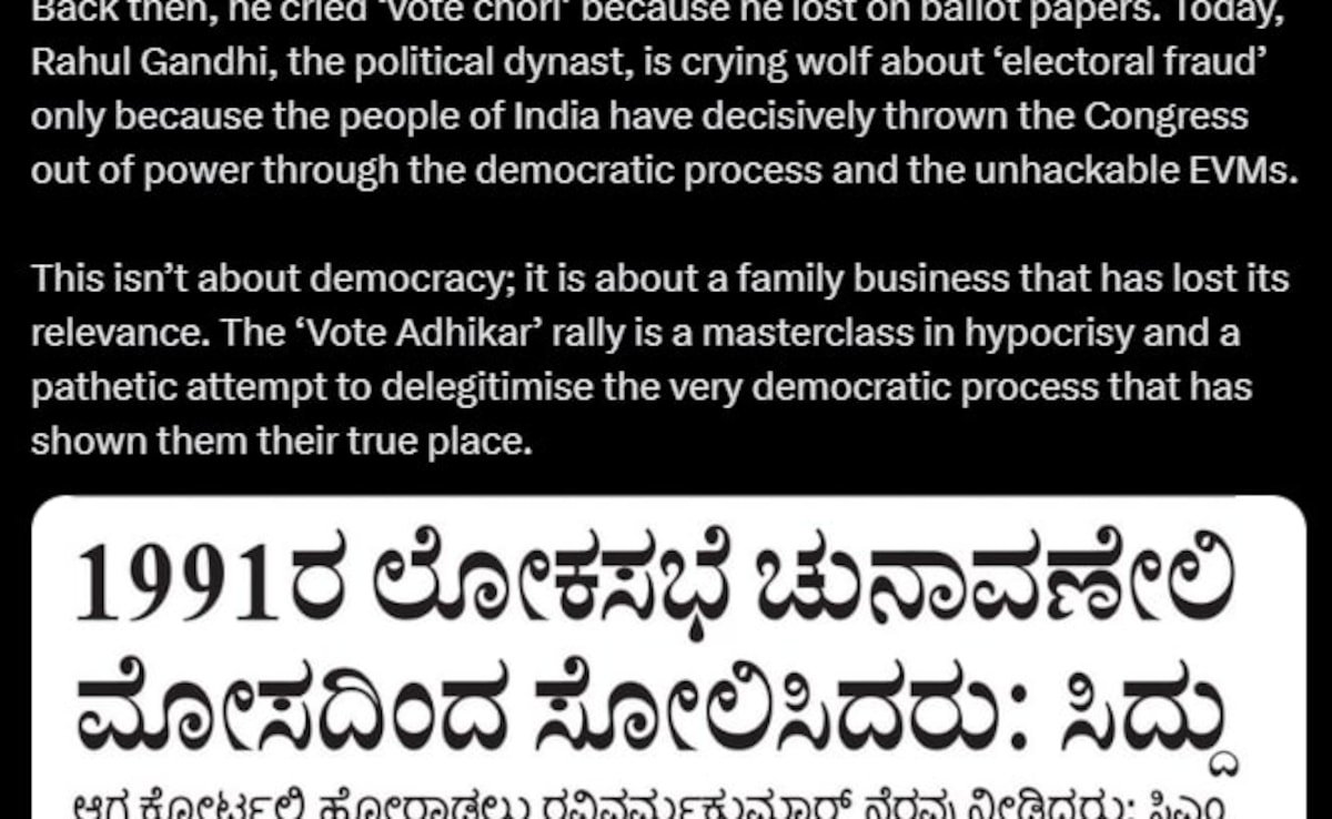 amit malviya tweet on sidda 1991 election claim amit malviya tweet on sidda 1991 election claim