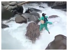 Video: Brave Nurse Crosses Flooded Stream In Himachal To Vaccinate Baby