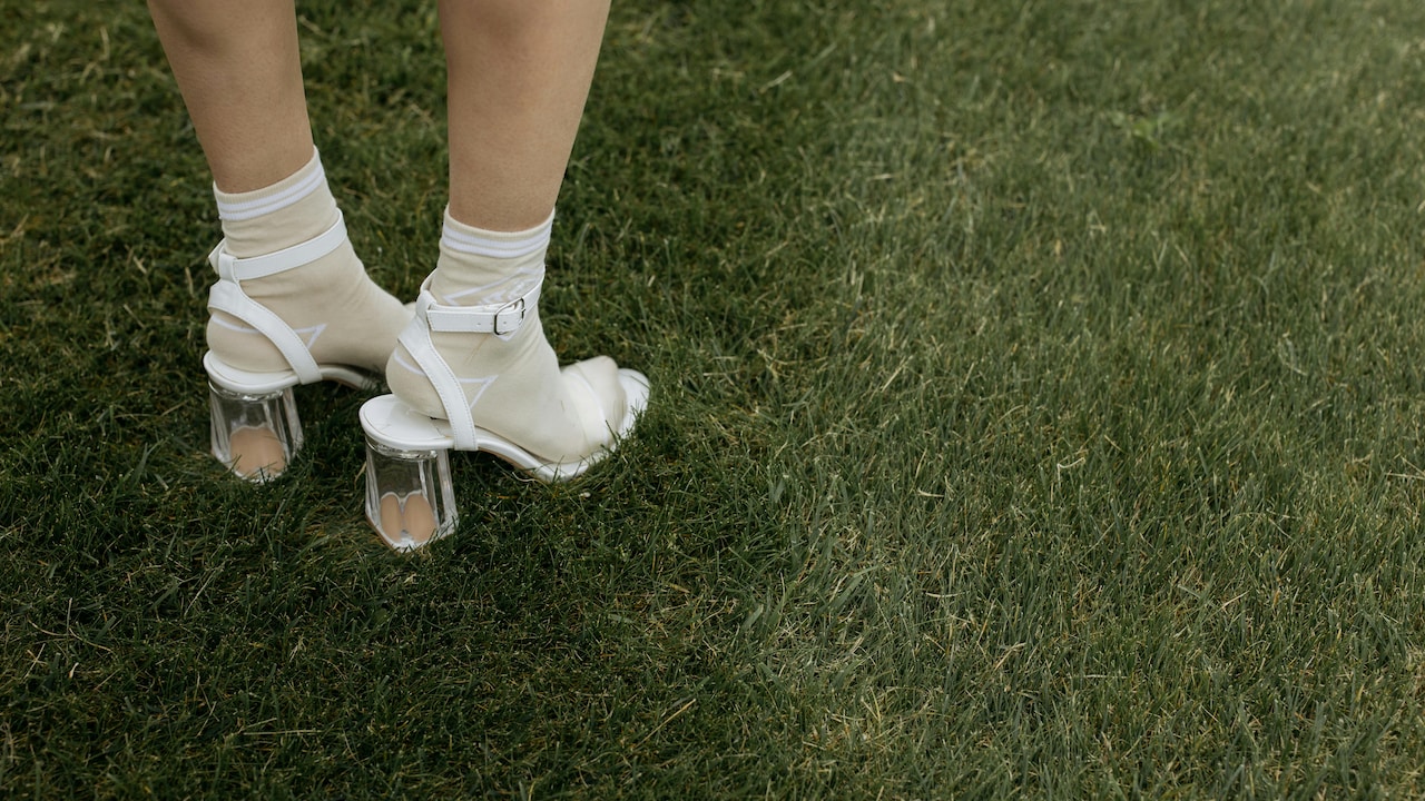 Clear heels create an illusion of long legs