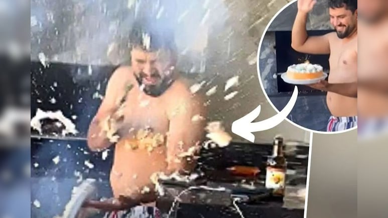 जन्मदिन में कैंडल फूंकते ही केक में हुआ जोरदार धमाका, चीखते हुए बर्थडे बॉय ने पूल में लगाई छलांग