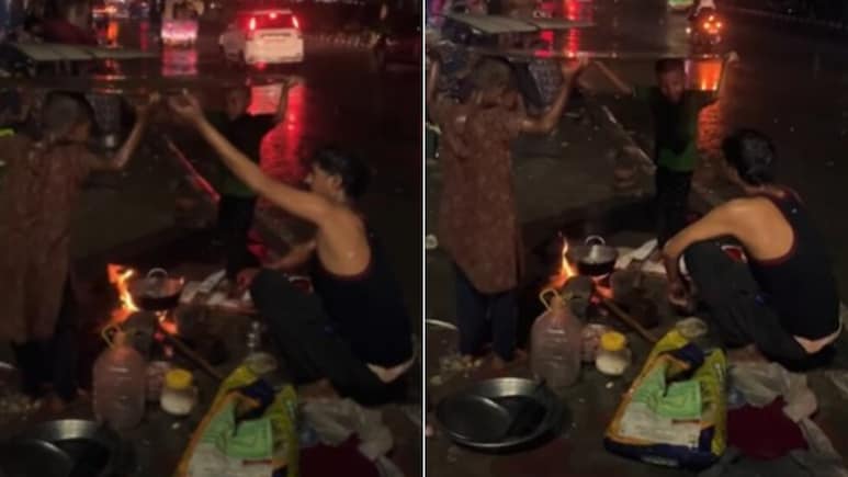 पिता बारिश में भीगते हुए बना रहा था खाना, बच्चे छाया बनकर खड़े थे, गरीब परिवार की मजबूरी देख पसीज उठेगा दिल