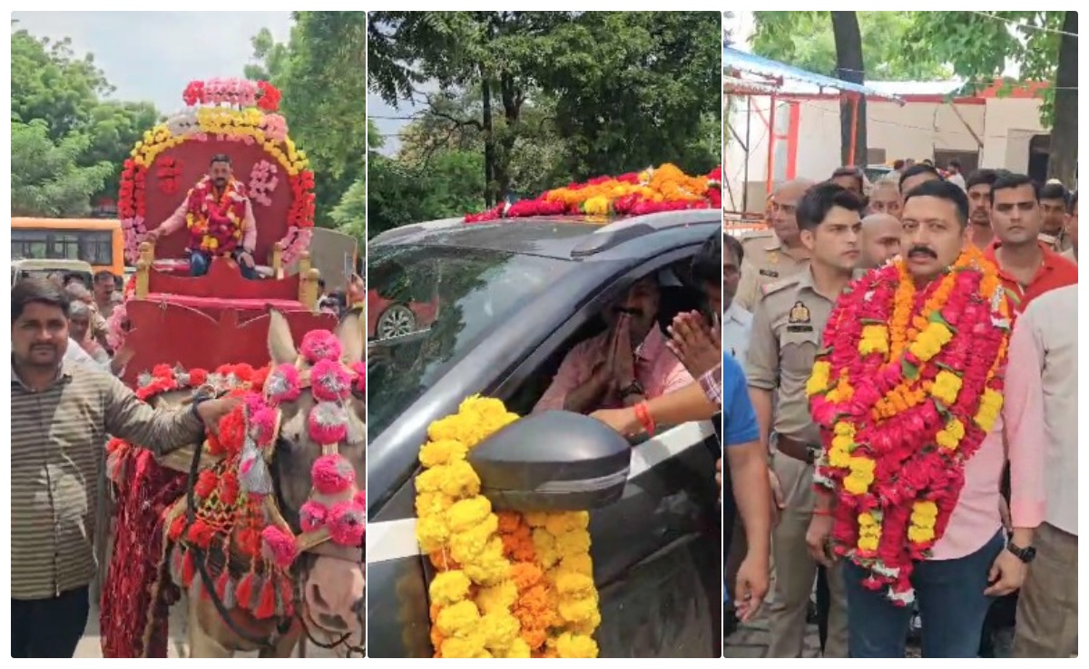 बग्गी पर बैठाकर पुष्प वर्षा... प्रयागराज में अतीक गैंग की घिग्घी बंधाने वाले दरोगा की राजसी विदाई