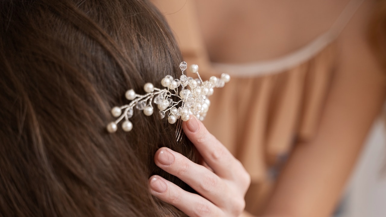 Add silver hair accessories