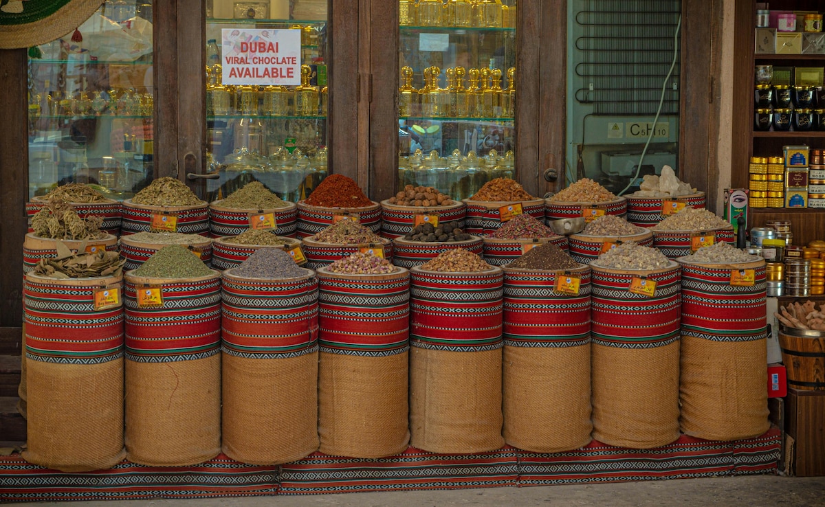 Dubai souk is perfect for shopping and trying traditional food. Dubai souk is perfect for shopping and trying traditional food.