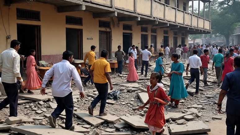 उदयपुर में निर्माणाधीन स्कूल का छज्जा गिरा, एक बालिका की मौत, एक अन्य घायल