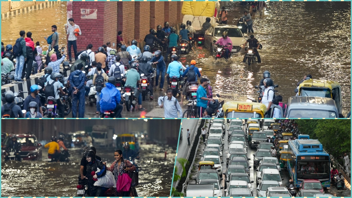 PHOTOS:कारें-बाइक डूबीं, अंडरपास बने तालाब, सड़कों पर महाजाम से बारिश में फिर बेबस दिखी दिल्ली