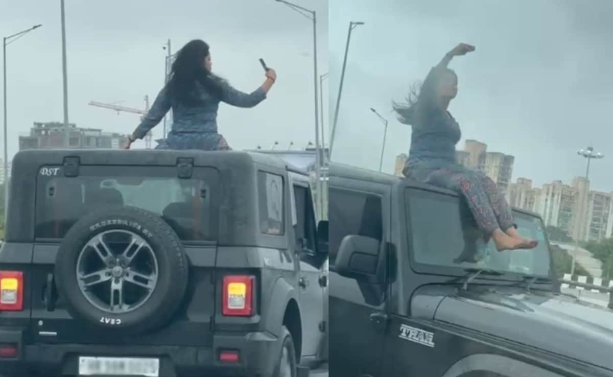 Viral Video Shows Woman Filming Herself On Thar Roof On Gurugram Flyover