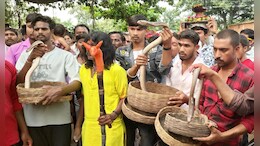 छत्तीसगढ़ के गांव में निकाली सांपों को शोभायात्रा, खिलौनों की तरह हाथ में उठाया; देखने पहुंचे थे दूर-दूर लोग