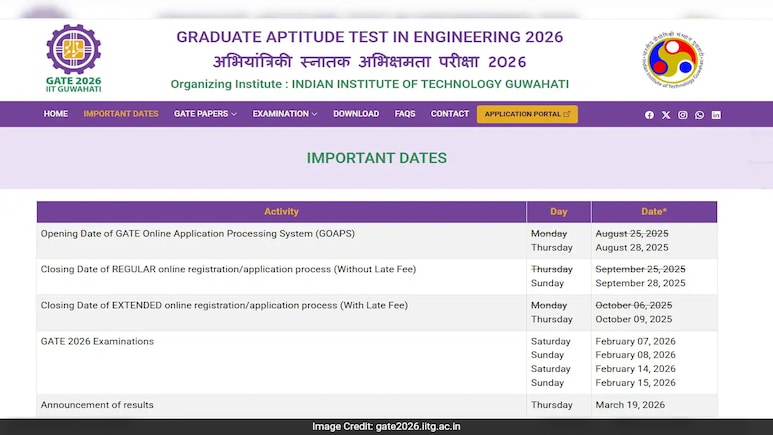 GATE 2026 Registration Begins On August 28, Check Application Process, Important Dates Here GATE 2026 Registration Begins On August 28, Check Application Process, Important Dates Here