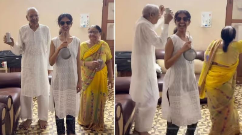 दिल छू लेने वाला पल, हार्ट पेशेंट नाना ने नानी और पोती के साथ किया गजब का डांस