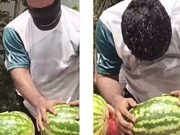 Blindfolded Man Crushes Most Watermelons With Head In One Minute, Breaks Record Blindfolded Man Crushes Most Watermelons With Head In One Minute, Breaks Record