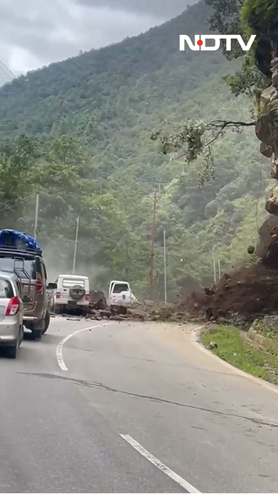 Video: Boulders Roll Down Hill, Hit Vehicles, Disrupt Road Link In Arunachal