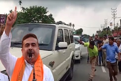 BJP's Suvendu Adhikari's Convoy Attacked In Bengal's Cooch Behar BJP's Suvendu Adhikari's Convoy Attacked In Bengal's Cooch Behar