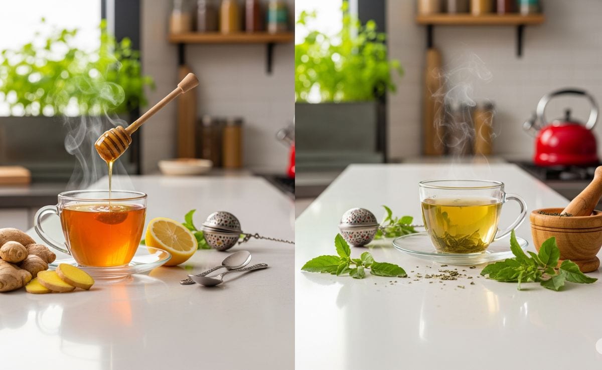 Ginger Tea vs Tulsi Tea: Which Tea Is Best For Monsoon Cold And Cough Ginger Tea vs Tulsi Tea: Which Tea Is Best For Monsoon Cold And Cough