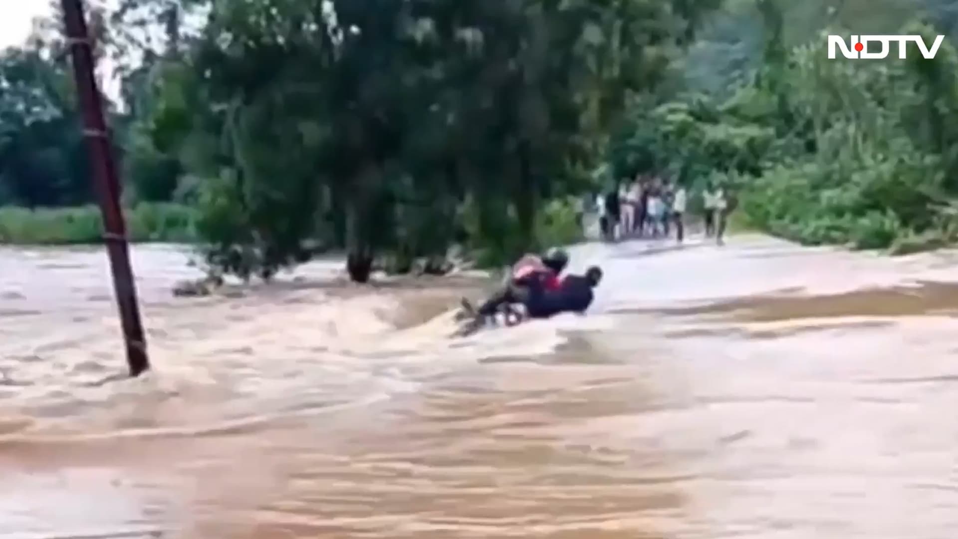 Video: 3 Bikers Swept Away While Crossing Flooded Bridge In Odisha, Rescued