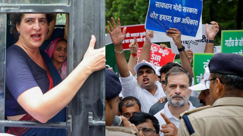 Congress Protest: राहुल और प्रियंका गांधी की 'गिरफ्तारी' के खिलाफ सड़क पर आई पूरी कांग्रेस, पुतला दहन कर जताया विरोध