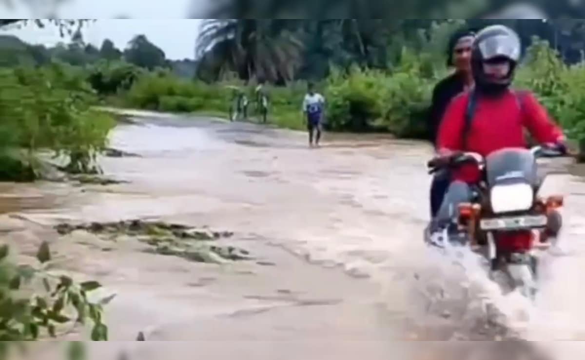 ओडिशा में बाढ़ वाले पुल को पार करते हुए 3 बाइकर्स बह गए, बचाया गया