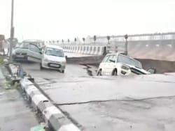 Video: Bike Falls, Car Dangles As Part Of Bridge Gets Washed Away In Jammu