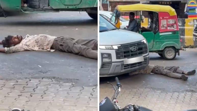 Video: Car Runs Over Man Lying Unconscious On Road In Gurugram