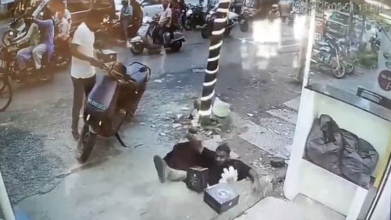 On Camera, Man Falls Into Drain As Cover Gives Way In Maharashtra