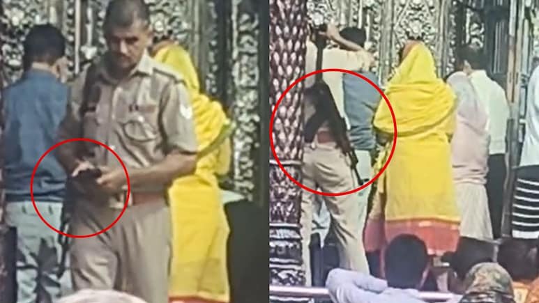 बांके बिहारी मंदिर में VIP कल्चर फिर सुर्खियों में, सरकारी हथियार के साथ गर्भ गृह में पहुंचा पुलिसकर्मी