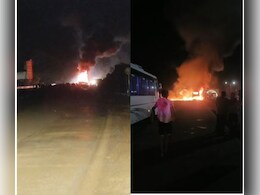 मुंबई-गोवा हाईवे में जलकर राख हुई बस, 30 फीट ऊंची उठी आग की लपटे, देखें VIDEO