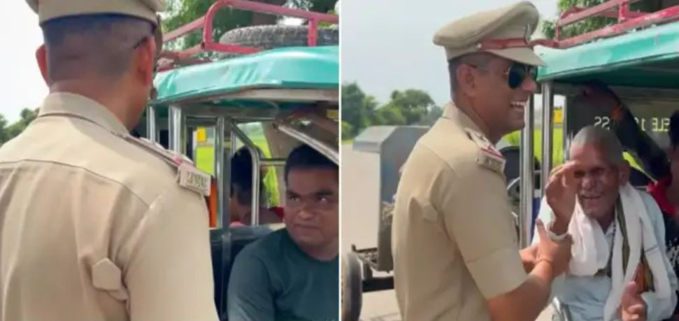 पलट गया चक्का तो निपट गए काका...ई-रिक्शा वाले को दरोगा जी ने मजेदार अंदाज़ में सिखाया सबक