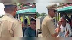 पलट गया चक्का तो निपट गए काका...ई-रिक्शा वाले को दरोगा जी ने मजेदार अंदाज़ में सिखाया सबक