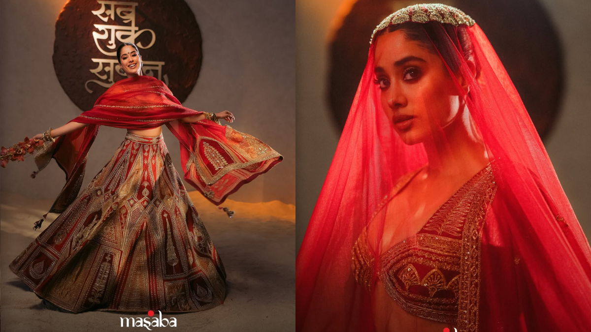 Janhvi Kapoor Stuns As The Dreamy Masaba Bride In <i>Tenu Takdi Ravah</i> Lehenga