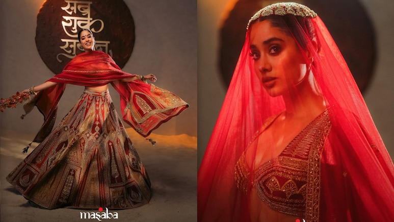 Janhvi Kapoor Stuns As The Dreamy Masaba Bride In <i>Tenu Takdi Ravah</i> Lehenga Janhvi Kapoor Stuns As The Dreamy Masaba Bride In <i>Tenu Takdi Ravah</i> Lehenga