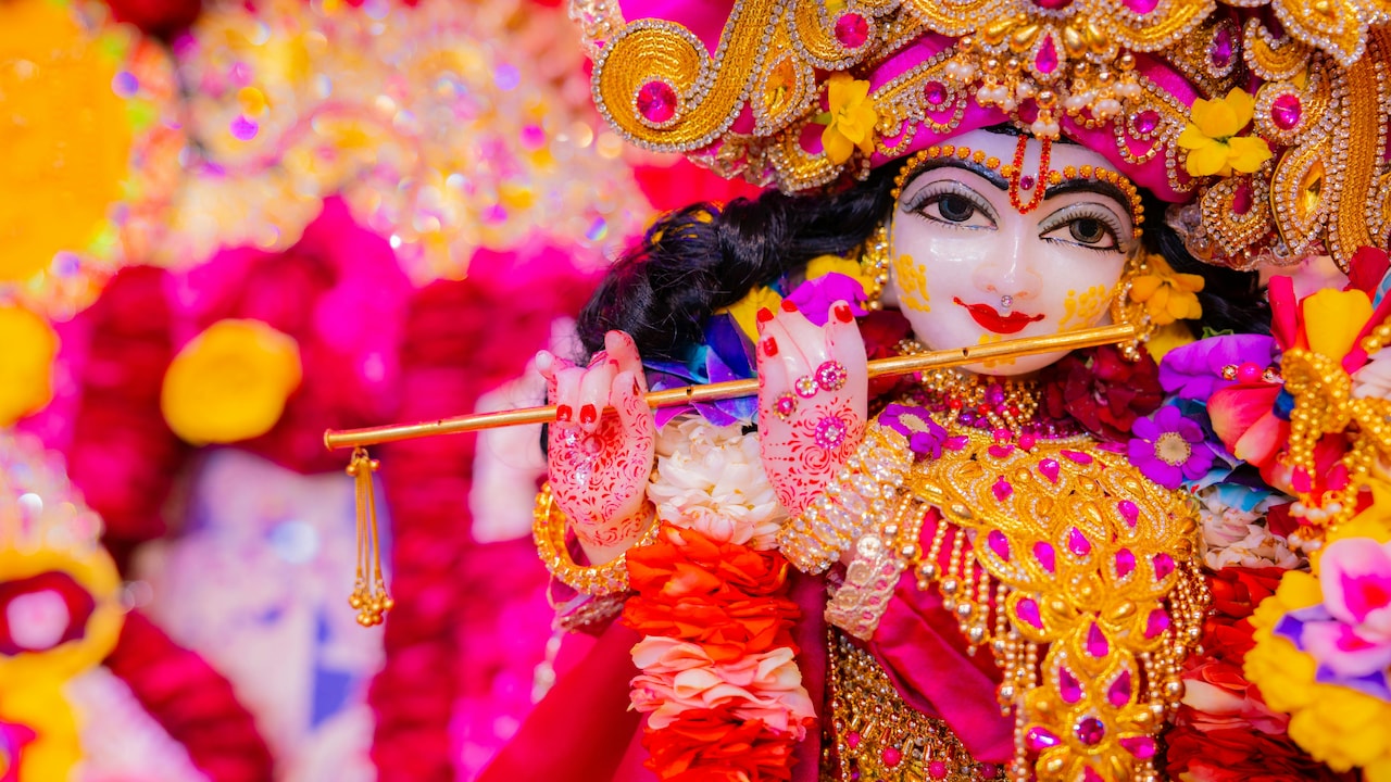 Traditional plays (Raas Leela) and rituals like Dahi Handi reflect Krishna's playful and mischievous nature