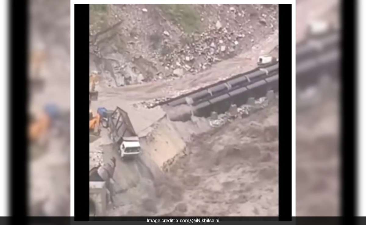 Video: Dam Collapses In Himachal Amid Heavy Rainfall, Vehicles Swept Away