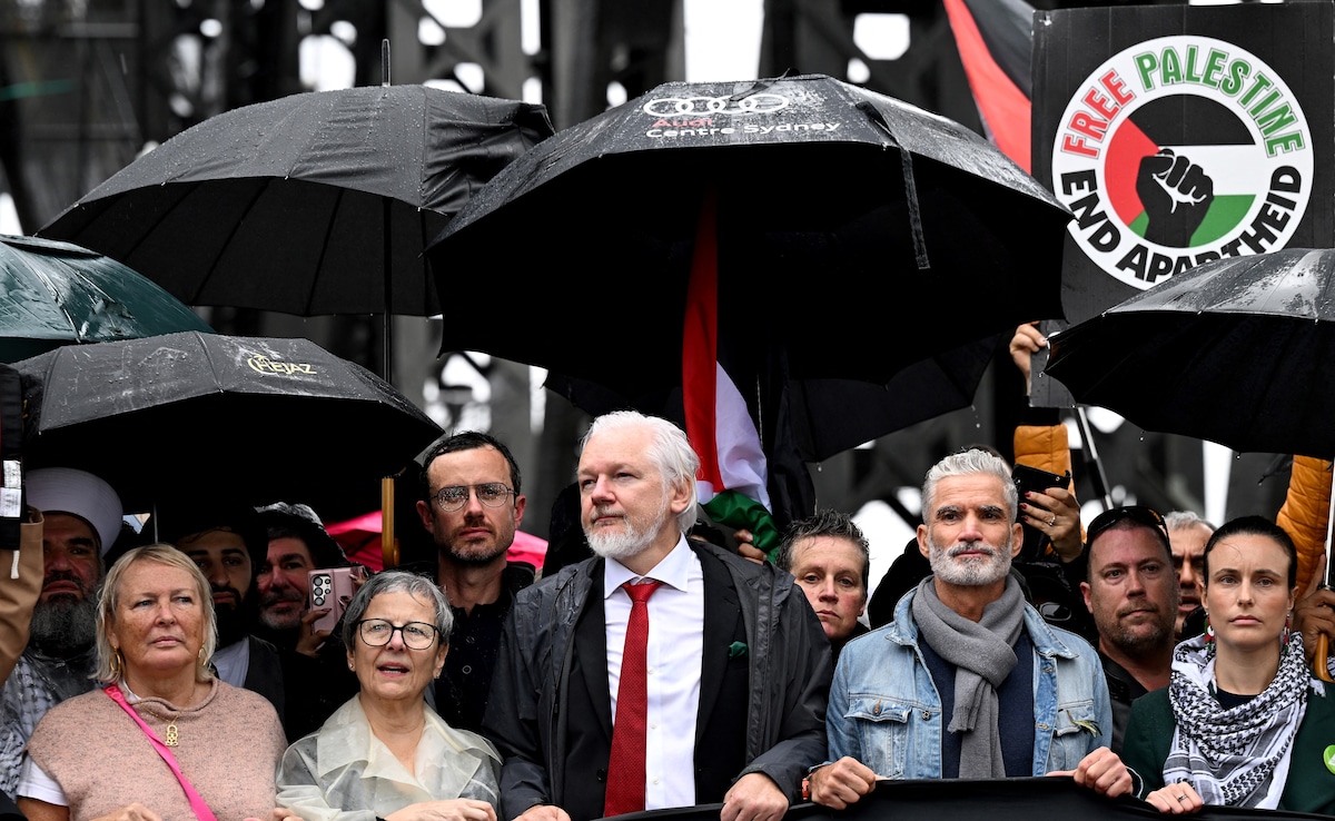 Julian Assange Joins Massive Pro-Palestine Protest On Sydney Harbour Bridge