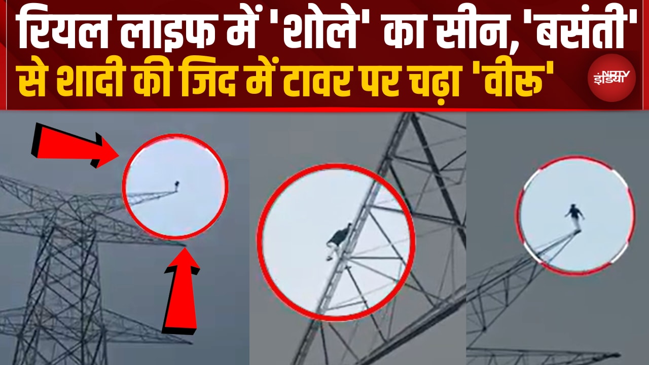 प्यार में 'हाई-वोल्टेज' ड्रामा | शादी की मांग पूरी न होने पर युवक चढ़ा बिजली के टावर पर LIVE Video