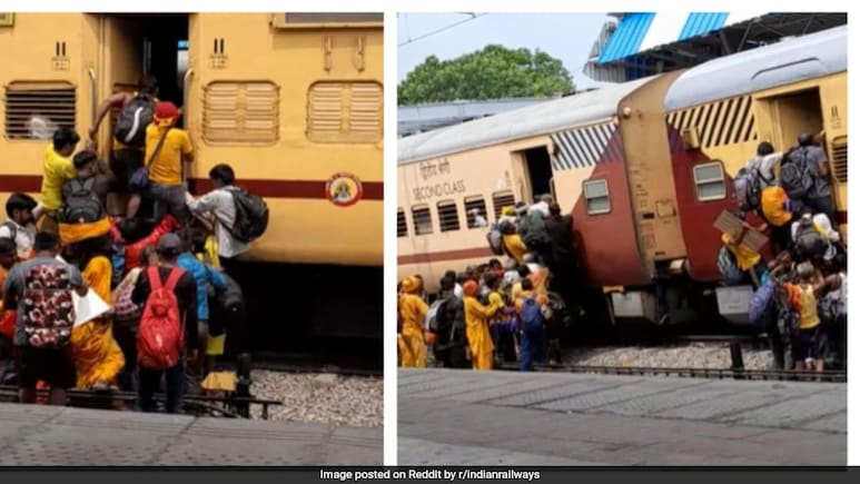 Passengers Recklessly Board Train From Wrong Side, Viral Footage Sparks Safety Debate Passengers Recklessly Board Train From Wrong Side, Viral Footage Sparks Safety Debate