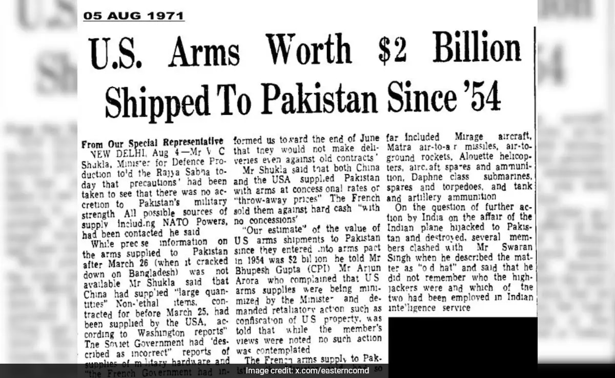 Amid Friction, Indian Army's Throwback Post On US' Arms Support To Pakistan