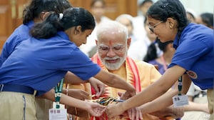Sacred Threads: PM Modi Celebrates Raksha Bandhan At 7 LKM With Children, Brahma Kumaris