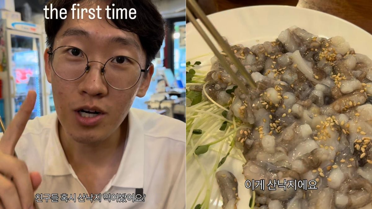Desi Korean Tries Live Octopus: Hilarious First Bite in Viral Video!