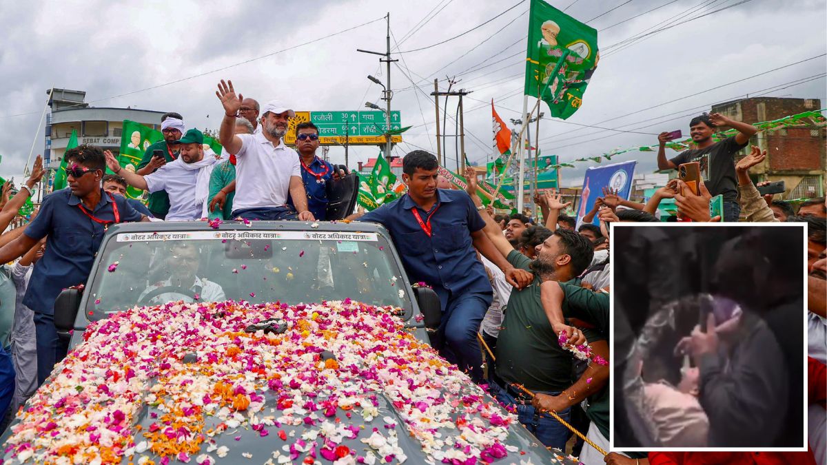 बिहार में वोटर अधिकार यात्रा के दौरान हादसा, राहुल गांधी की गाड़ी के नीचे आया जवान, देखें वीडियो
