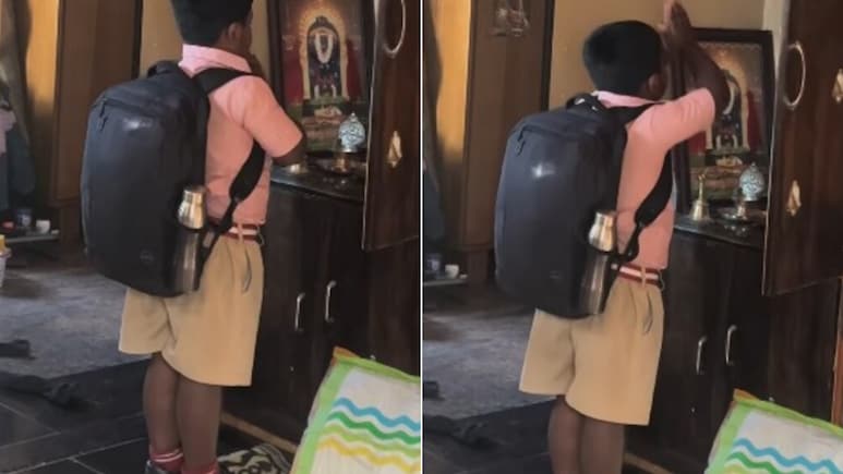 परीक्षा के दिन स्कूल जाने से पहले भगवान की शरण में पहुंचा छात्र, लोगों ने लिए मज़े, बोले- पक्का बैकबेंचर है