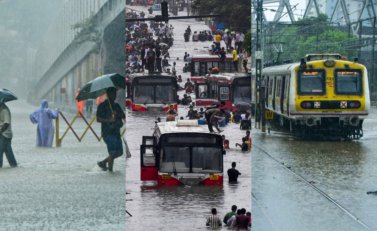 मुंबई में बारिश का कहर: ट्रेनों की धीमी रफ्तार, जगह-जगह जलभराव, अटकी मोनोरेल; देखें वीडियो- तस्‍वीरें