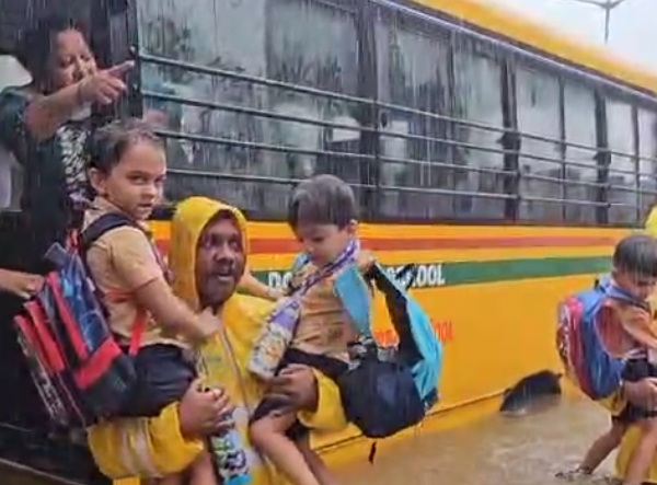 Video: Mumbai Cops Rescue Students Stranded In School Bus Amid Heavy Rain