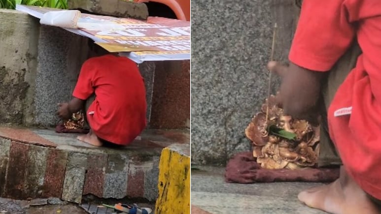 दिखावे से परे, शख्स ने सड़क किनारे लगाया बप्पा का छोटा सा पंडाल, Video देख लोगों ने कहा- भक्ति ही सबकुछ है दिखावे से परे, शख्स ने सड़क किनारे लगाया बप्पा का छोटा सा पंडाल, Video देख लोगों ने कहा- भक्ति ही सबकुछ है