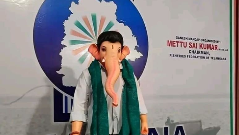 Ganesh Idol Styled As Telangana Chief Minister Revanth Reddy Installed In Hyderabad